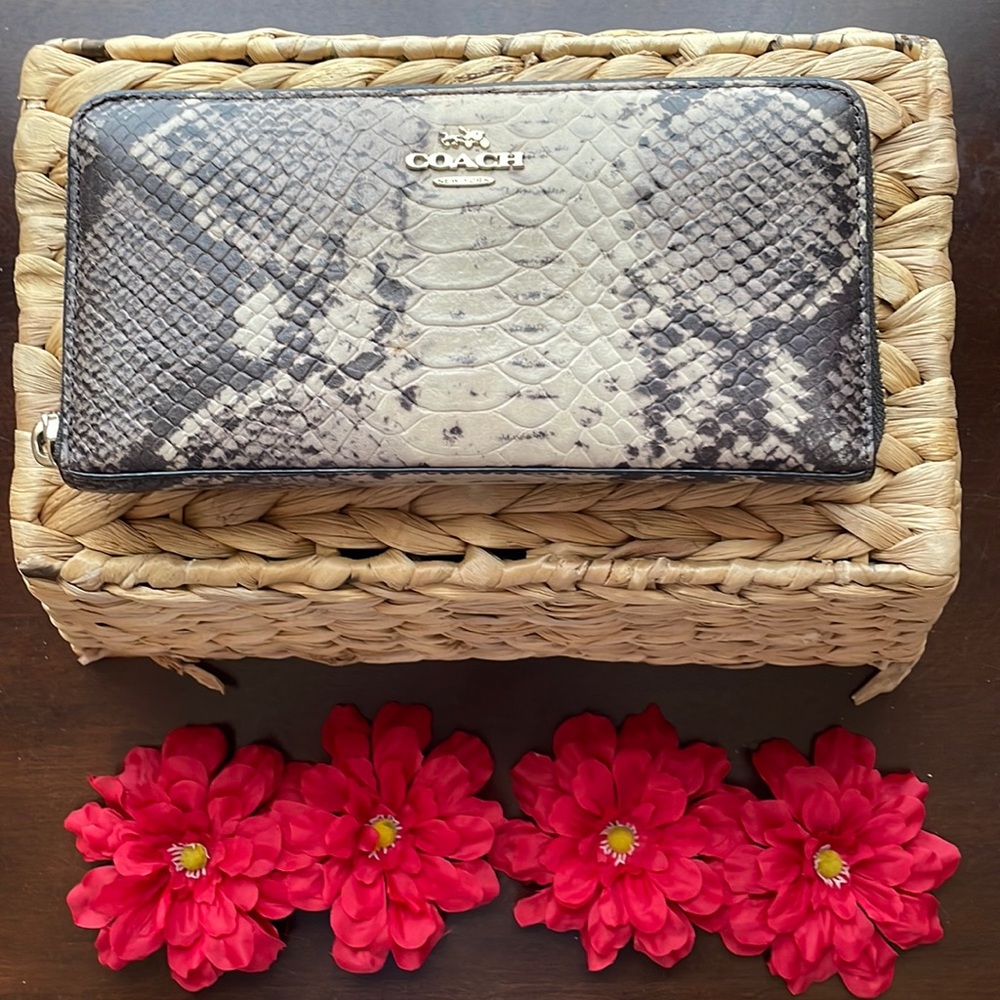 Coach snakeskin wallet in EUC.